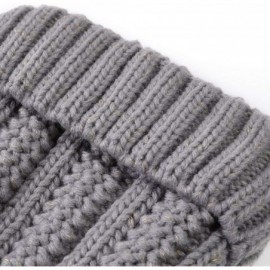 Skullies & Beanies Fleece Lined Women Winter Beanie Hats Faux Fur Pom Pom Beanie Hat - Beige Tan - CD18I5SC8GK $7.30