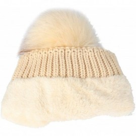 Skullies & Beanies Fleece Twist Knit Pom Beanie Winter Hat Slouchy Cap DZP0017 - Beige - CZ18L2R5K5O $10.64