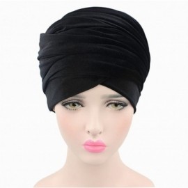 Skullies & Beanies Womens Hat BeanieTurban Velvet Wrapped Scarves Shawl Muslim Hijab Headwear - Black - CE188HTISOM $12.37