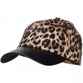 Baseball Caps Leopard Print Cap with Leather Bill - Brown - CF12FV9472D $37.53