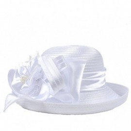 Bucket Hats Lady Church Derby Dress Cloche Hat Fascinator Floral Tea Party Wedding Bucket Hat S051 - S710-white - CG18COZ703H...