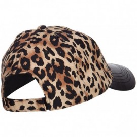 Baseball Caps Leopard Print Cap with Leather Bill - Brown - CF12FV9472D $25.02