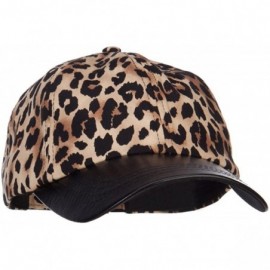 Baseball Caps Leopard Print Cap with Leather Bill - Brown - CF12FV9472D $25.02