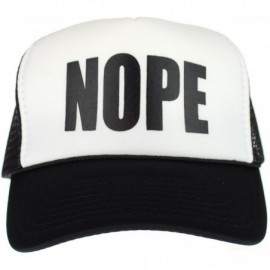 Baseball Caps Mens Nope Ironic Funny Slogan Hipster Snap Back Cap Cotton Mesh Trucker Hat Black/White - CM11S68B5A3 $10.33