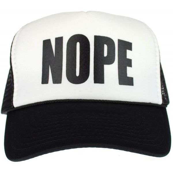 Baseball Caps Mens Nope Ironic Funny Slogan Hipster Snap Back Cap Cotton Mesh Trucker Hat Black/White - CM11S68B5A3 $10.33