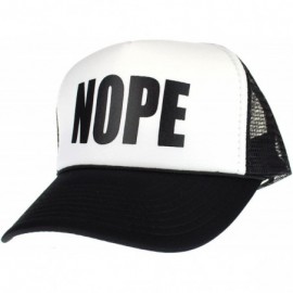 Baseball Caps Mens Nope Ironic Funny Slogan Hipster Snap Back Cap Cotton Mesh Trucker Hat Black/White - CM11S68B5A3 $10.33