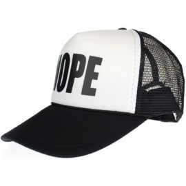 Baseball Caps Mens Nope Ironic Funny Slogan Hipster Snap Back Cap Cotton Mesh Trucker Hat Black/White - CM11S68B5A3 $10.33