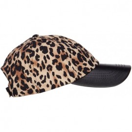 Baseball Caps Leopard Print Cap with Leather Bill - Brown - CF12FV9472D $25.02