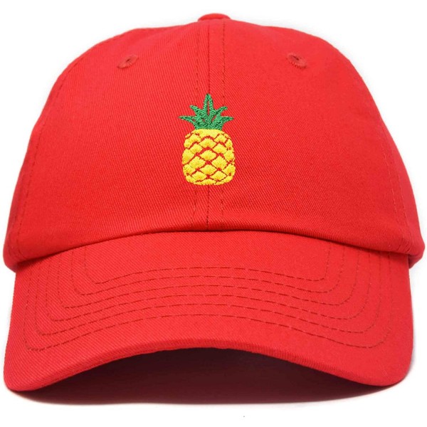 Baseball Caps Pineapple Hat Unstructured Cotton Baseball Cap - Red - CN18ICDAE4C $8.28