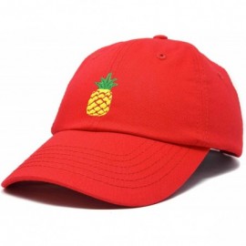 Baseball Caps Pineapple Hat Unstructured Cotton Baseball Cap - Red - CN18ICDAE4C $8.28