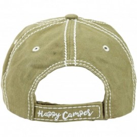 Baseball Caps Vintage Ball Caps for Women Mama Bear Dog Mom Washed Cap - Happy Camper- Khaki - CX18ZYG229T $17.08