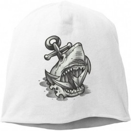 Skullies & Beanies Man Skull Cap Beanie Anchor Shark Headwear Knit Hat Warm Hip-hop Hat - White - CE18IKW3XQ0 $18.79