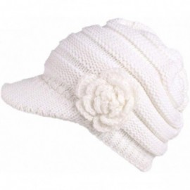 Skullies & Beanies Women Ladies Winter Knitting Hat Warm Artificial Wool Snow Ski Caps With Visor - R-white - CC1897MA7W2 $10.55