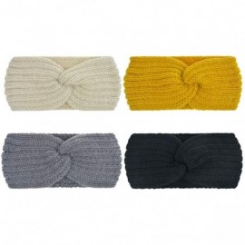 Headbands Crochet Turban Headband for Women Warm Bulky Crocheted Headwrap - 4 Pack Crochet Cross - CT18KQ0RDNZ $9.37