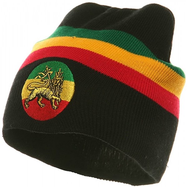 Skullies & Beanies Rasta Beanie-Black Lion - Black - CW111FCB19D $21.16