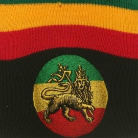 Skullies & Beanies Rasta Beanie-Black Lion - Black - CW111FCB19D $21.16