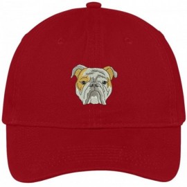 Baseball Caps English Bulldog Head Embroidered Low Profile Soft Cotton Brushed Cap - Red - CT12OCYXF51 $32.43