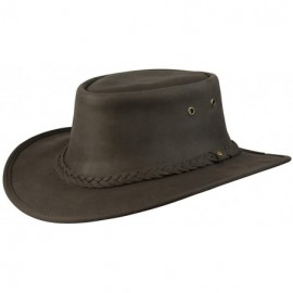 Rain Hats Lone Wolf Leather Hat - Brown - C011DY4H31P $103.18