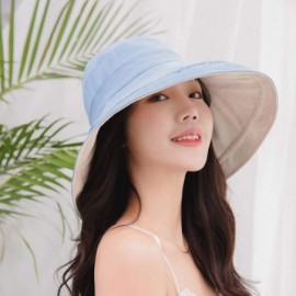 Sun Hats Women Reversible Bucket Hat UV Sun Protection Wide Brim Foldable Floppy Bucket Hat - 1blue - C9194KSZ83K $14.08