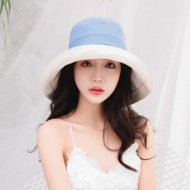 Sun Hats Women Reversible Bucket Hat UV Sun Protection Wide Brim Foldable Floppy Bucket Hat - 1blue - C9194KSZ83K $14.08