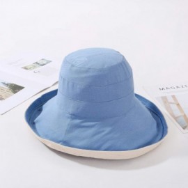 Sun Hats Women Reversible Bucket Hat UV Sun Protection Wide Brim Foldable Floppy Bucket Hat - 1blue - C9194KSZ83K $14.08