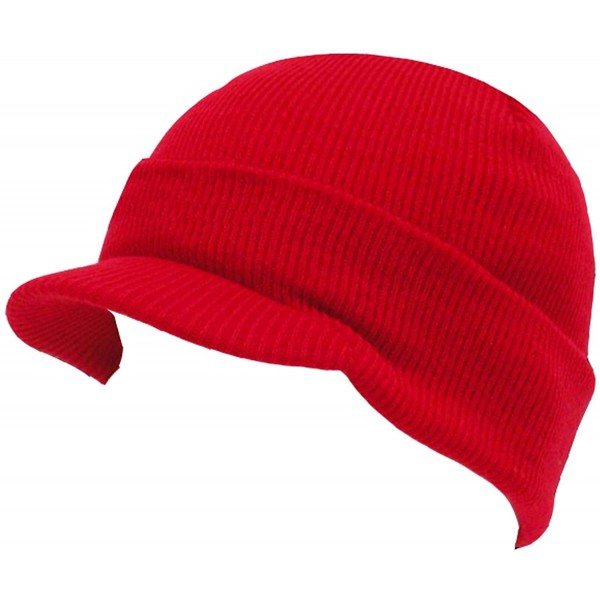 Skullies & Beanies New Red Cuff Winter Beanie Visor - Red - CO112LQJUFJ $7.18