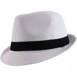 Fedoras Lightweight Fashionable Poly Woven Classic Fedora Hat - White/Black - CR12O8XDPXT $24.79