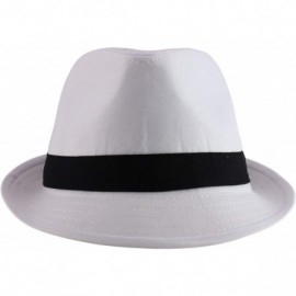 Fedoras Lightweight Fashionable Poly Woven Classic Fedora Hat - White/Black - CR12O8XDPXT $24.79