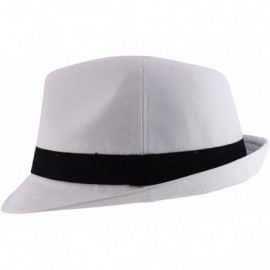 Fedoras Lightweight Fashionable Poly Woven Classic Fedora Hat - White/Black - CR12O8XDPXT $24.79