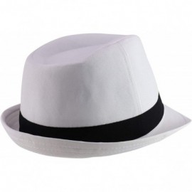 Fedoras Lightweight Fashionable Poly Woven Classic Fedora Hat - White/Black - CR12O8XDPXT $24.79