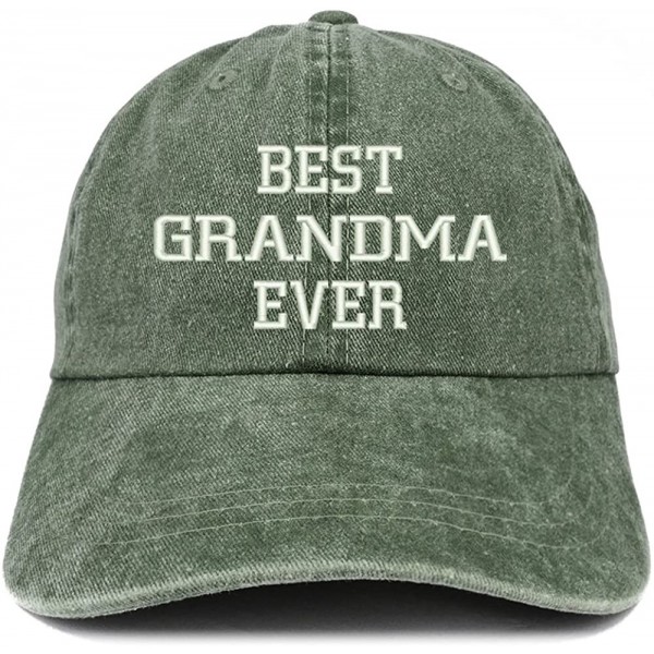 Baseball Caps Best Grandma Ever Embroidered Pigment Dyed Low Profile Cotton Cap - Dark Green - CU185LU2RL5 $19.62