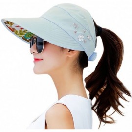 Berets Sun Hats for Women Wide Brim Sun Hat UV Protection Caps Floppy Beach Packable Visor - Sky Blue - CD18D8TXMDE $25.59