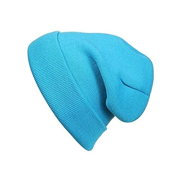 Skullies & Beanies Warm Winter Hat Knit Beanie Skull Cap Cuff Beanie Hat Winter Hats for Men - Aqua - C918L3MCOZ5 $10.44