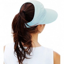 Berets Sun Hats for Women Wide Brim Sun Hat UV Protection Caps Floppy Beach Packable Visor - Sky Blue - CD18D8TXMDE $10.42