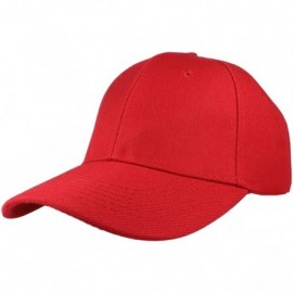 Baseball Caps Plain Blank Baseball Caps Adjustable Back Strap Wholesale LOT 12 PC'S - Red - CG12O4E5KQJ $19.42