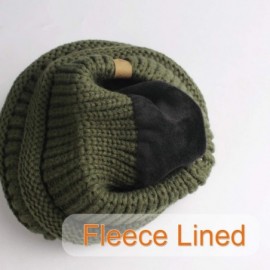Skullies & Beanies Winter Beanie for Women Fleece Lined Warm Knit Skull Slouch Beanie Hat - 13-pine Green - C318UNATZKC $14.25
