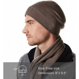 Skullies & Beanies Men's 100% Merino Wool Scarf- Beanie Hat Gift Box Set - Taupe - CV193WIIC3G $46.76