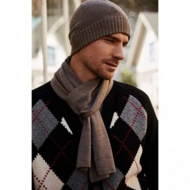 Skullies & Beanies Men's 100% Merino Wool Scarf- Beanie Hat Gift Box Set - Taupe - CV193WIIC3G $46.76