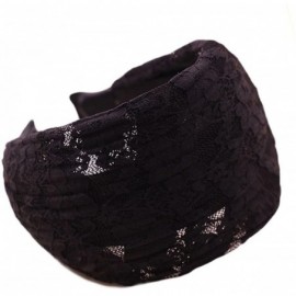 Womens Floral Lace Pleat Wide Headband Hair Band - Black - CM12FQQQYBN