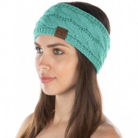 Cold Weather Headbands Exclusives Womens Head Wrap Lined Headband Stretch Knit Ear Warmer - Mint - CC18Y8IWCUO $19.57