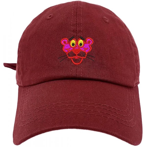 Baseball Caps Panther Style Dad Hat Washed Cotton Polo Baseball Cap - Burgundy - CJ187QQW49Q $13.22