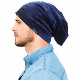 Skullies & Beanies Mens Slouchy Beanie Skull Cap Summer Thin Baggy Oversized Knit Hat B301 - B090-a-navy - CK18RYWHGRM $12.12