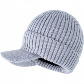 Skullies & Beanies Men's Winter Warm Thick Knit Beanie Hat with Visor - A-grey - C918AHGRKDI $9.14