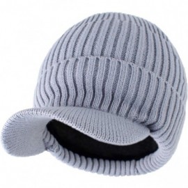 Skullies & Beanies Men's Winter Warm Thick Knit Beanie Hat with Visor - A-grey - C918AHGRKDI $9.14