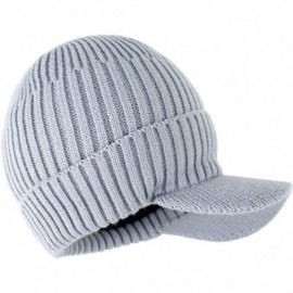 Skullies & Beanies Men's Winter Warm Thick Knit Beanie Hat with Visor - A-grey - C918AHGRKDI $9.14