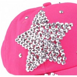 Baseball Caps Caps- Boy Girls 2016 Fashion Rhinestone Star Shaped Snapback Baseball Cap Hat - Hot Pink - CL12DYRAMHR $16.68