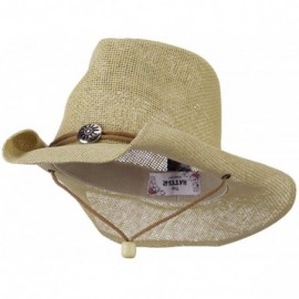 Cowboy Hats Fashion Straw Cowboy Hat with Chin Cord - Natural - CI11E8U3BRT $25.73