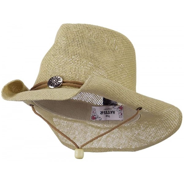 Cowboy Hats Fashion Straw Cowboy Hat with Chin Cord - Natural - CI11E8U3BRT $47.70