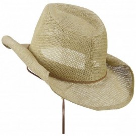 Cowboy Hats Fashion Straw Cowboy Hat with Chin Cord - Natural - CI11E8U3BRT $25.73