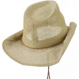 Cowboy Hats Fashion Straw Cowboy Hat with Chin Cord - Natural - CI11E8U3BRT $25.73